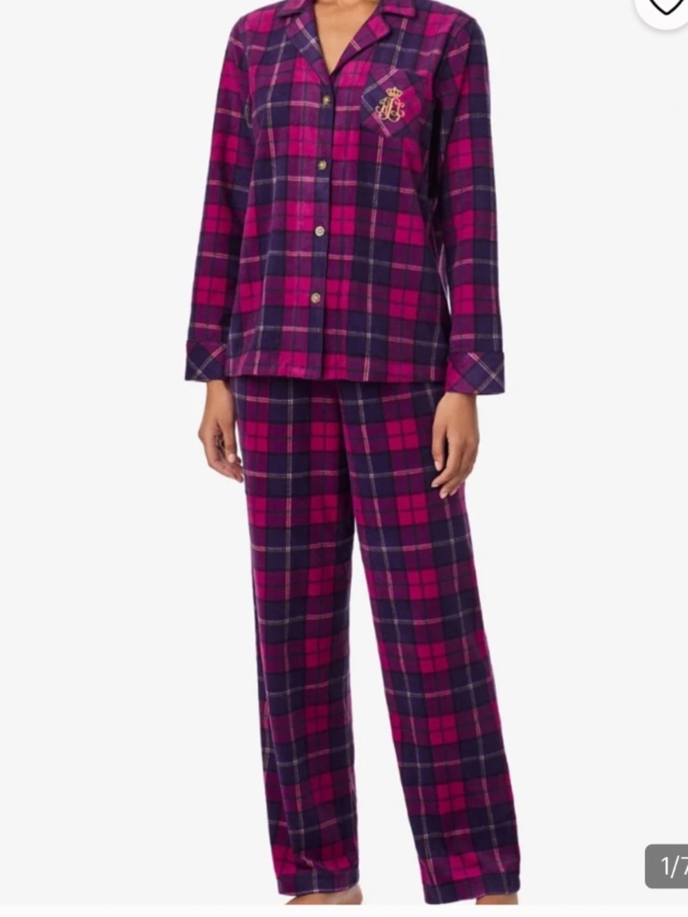 Polo Ralph Lauren Women's Plaid Notched-Collar Pajama Set